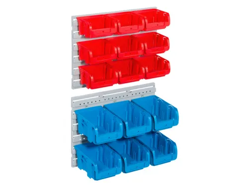 sleufplaat m. bakken,HxBxD 340x385x130mm,15bakken,bakken ROOD/BLAUW