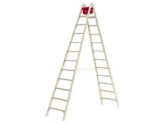 trapladder,beide zijden,2x7,treden,balk L 2,08m,hout