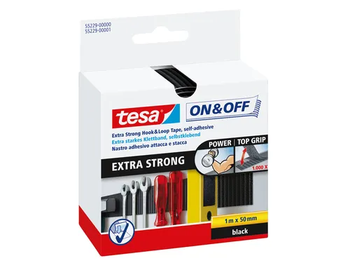 Klittenband tesa On&Off 55229 strook 50mmx1m zwart