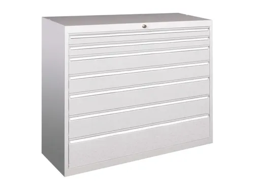 ladekast HxBxD 1000x1023x600mm 7laden RAL7035 front RAL7035