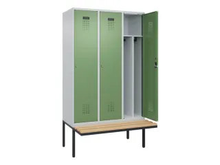 locker met bank,voor scheiding van kleding,HxBxD 2120x1200x815mm,3vak - 1