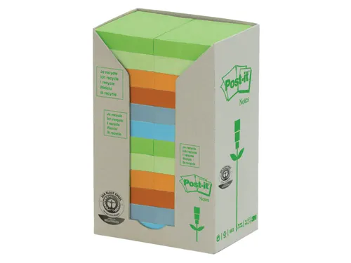 Memoblok 3m Post-it 653 38x51mm 24 Stuks Recycled Assorti