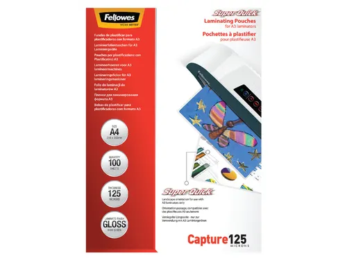 Lamineerhoes Fellowes Superquick A4 125 Micron glanzend