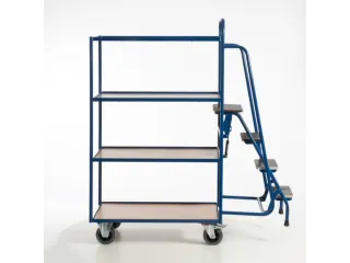 Orderverzamelwagen 990x590mm Totale H 1900mm 4 Etages Hout Ral5010 - 8