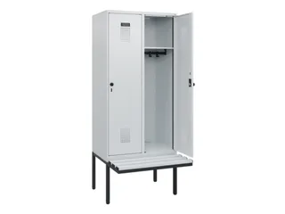 locker met bank,HxBxD 1950x800x815mm,2vak,vak B 400mm,draaigrendel - 1