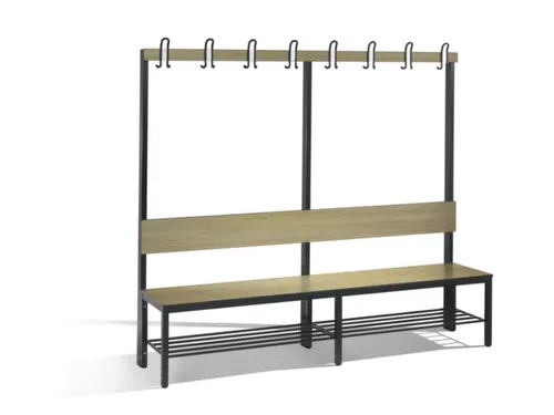 omkleedbank,HxLxD 1710x2000x407mm,HPL eiken-sereno,frame staal RAL7021