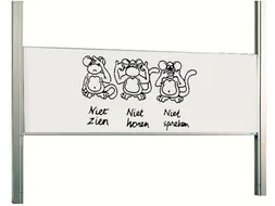 Schoolbord Enkelvlaksbord 120x400cm Verstelbaar Kolom Wit Emaille