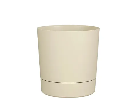 Plantenpot Mica Coco met schotel rond beige 23.5 x 22.5 cm