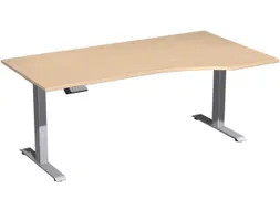 In hoogte verstelbaar bureau in vrije vorm,HxBxD 630-1280x1800x1000mm