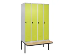 locker met bank,HxBxD 2120x1200x815mm,4vak,vak B 300mm,draaigrendel