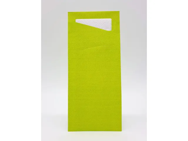 Duni Bestekzakje 8,5x19cm Kiwi met wit servet doos 500 Stuks