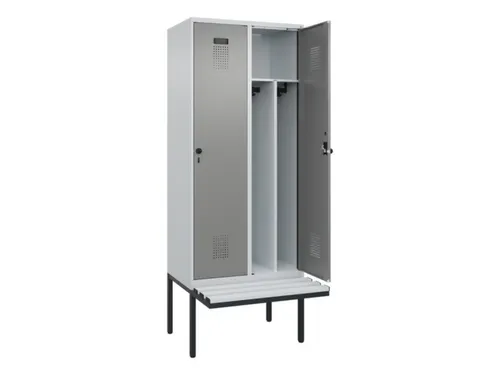 locker met bank,voor scheiding van kleding,HxBxD 2120x800x815mm,2vak