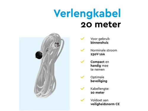 Verlengkabel BRASQ 20m wit