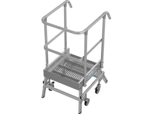 escalier mobile,roulant,estrade H 0,5m,2marches a. revêtement R13,alu