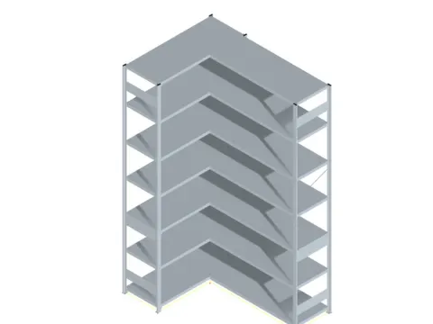 Hoekstelling Hxbxd 3000x1360/1415x535mm Veldlast 900kg 2x7legborden