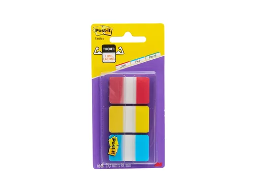 Indextabs Post-it 686RYB 25.4x38.1mm strong blauw, rood, geel 66 tabs