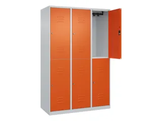 dubbeldekse locker,HxBxD 1850x1200x500mm,3x2vak.,vak B 400mm,cil.-slot - 2