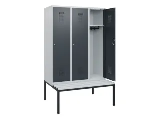 locker met bank,HxBxD 1950x1200x815mm,3vak,vak B 400mm,cilinderslot - 1