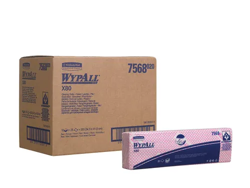 WypAll 7568 sopdoek X80 I-vouw 1-laags Rood 250 Stuks