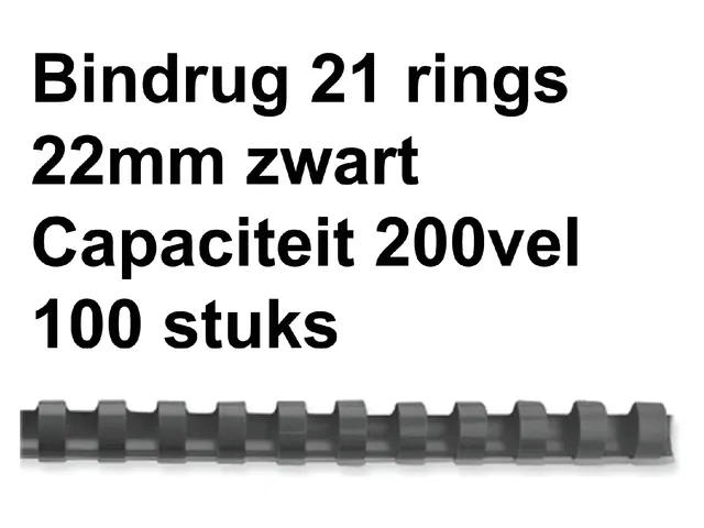 Bindrug GBC 22mm 21-rings A4 zwart 100stuks