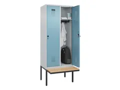 locker met bank,HxBxD 2120x800x815mm,2vak,vak B 400mm,draaigrendel