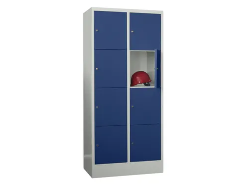 lockerkast,HxBxD 1850x800x500mm,2x4vakken,RAL7035,front RAL5010