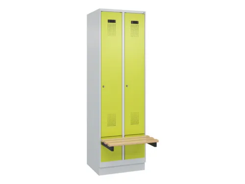 locker met bank,HxBxD 1950x600x815mm,2vak,vak B 300mm,cilinderslot