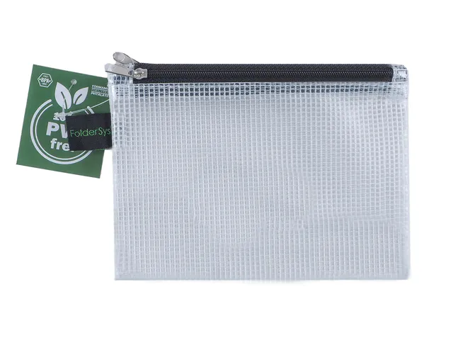 Trousse Foldersys A6 EVA transp sans PVC 2 comp fermeture éclair noir