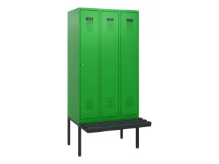 locker met bank,HxBxD 1950x900x815mm,3vak,vak B 300mm,cilinderslot - 2