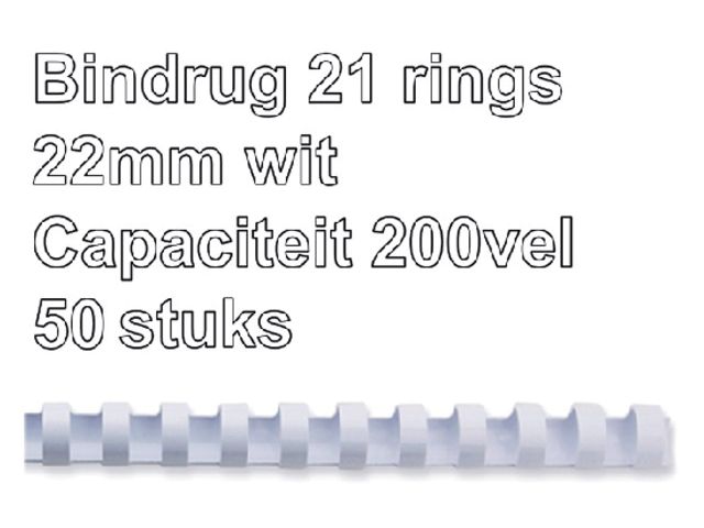 Bindrug Fellowes 22mm 21-rings A4 wit 50stuks | FellowesInbindmachine.nl