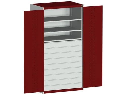 systeemkast 2000x1050x650mm 3xStalen bodem 9laden Ral7035 Ral3004