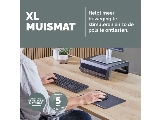 Muismat Fellowes Breyta XL zwart 21x28cm