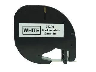Labeltape Dymo Compatible Letratag 91200 12mm Zwart Op Wit - 1
