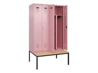 PBM-locker met bank,HxBxD 2120x1200x815mm,4vak,vak B 300mm - 1