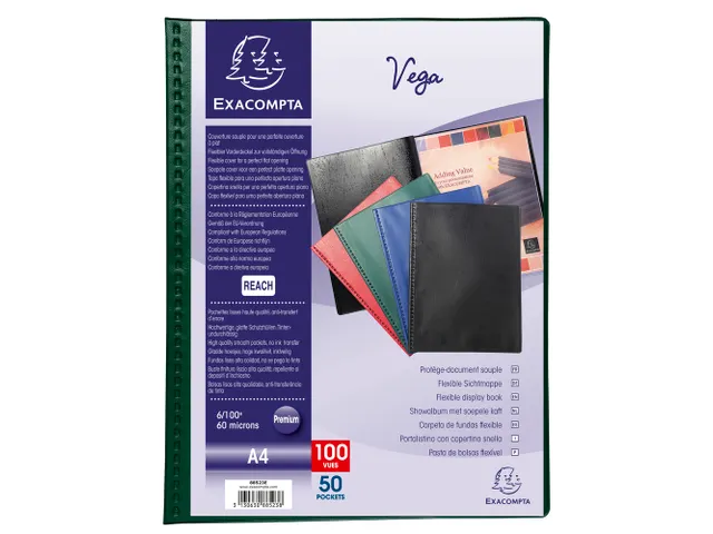Protège-documents PVC - 100 vues - Vega opaque - A4 - Vert