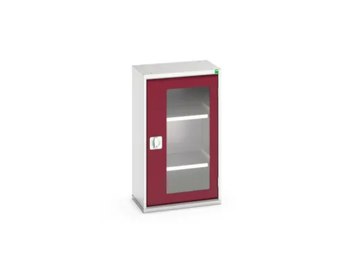 vitrinekast 900x525x350mm 2xStalen bodem romp RAL7035 front RAL3004