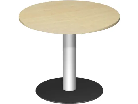 vergadertafel,HxØ 720x900mm,rond,schotelvoet RAL9006,blad esdoorn