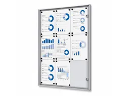 Vitrinekast Mededelingenbord Indoor Economy 9xA4 Zilver