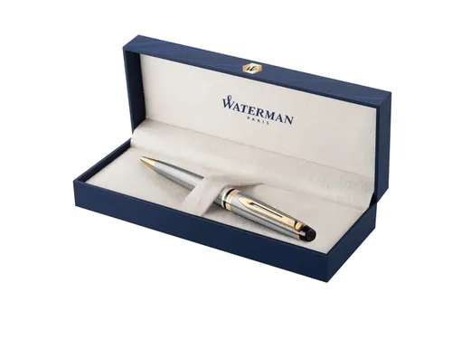 Balpen Waterman Expert Stainless Steel GT Medium Blauwe inkt