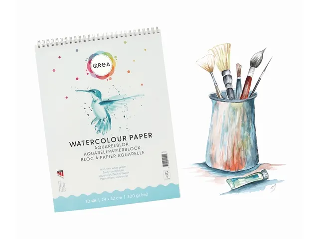 Aquarelblok Qrea 24x32 20 vel 200gr spiraal