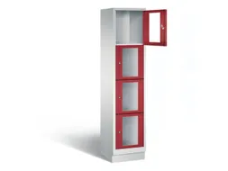 Lockerkast 1800x420x500mm 1x4 vakken Cilinderslot, Sokkel, RAL3003