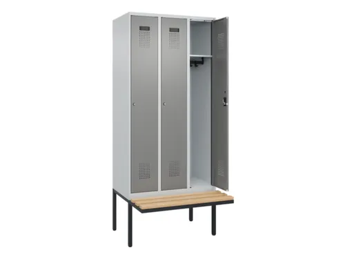 locker met bank,HxBxD 2120x900x815mm,3vak,vak B 300mm,cilinderslot