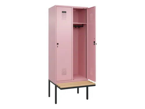 locker met bank,HxBxD 2120x800x815mm,2vak,vak B 400mm,draaigrendel