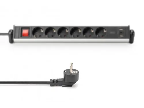 6-voudige kantoorstekkerdoos met 3x USB-poorten