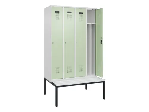 locker met bank,voor scheiding van kleding,HxBxD 2120x1200x815mm,4vak