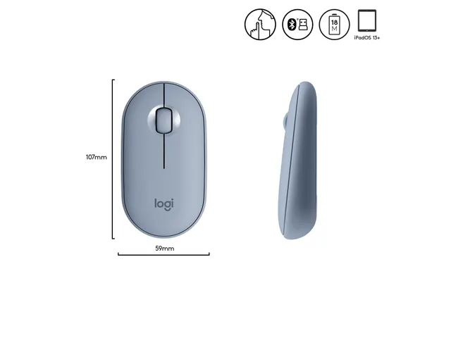 Logitech Pebble M350 Muis Blauw Grijs