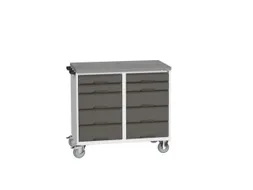montagetafel 980x1050x600mm linoleumblad 10 laden duwbeugel RAL7016