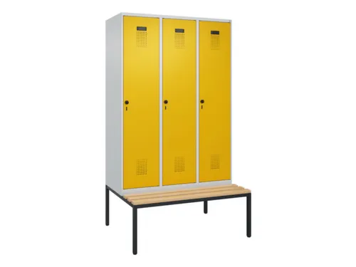 locker met bank,voor scheiding van kleding,HxBxD 2120x1200x815mm,3vak