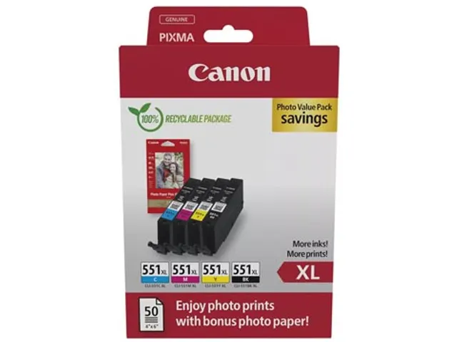 photo value pack CLI-551XL, 660 pages, OEM 6443B008, 4 couleurs