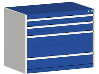 ladekast HxBxD 800x1050x750mm 4 laden romp Ral7035 front Ral5010 staal - 2
